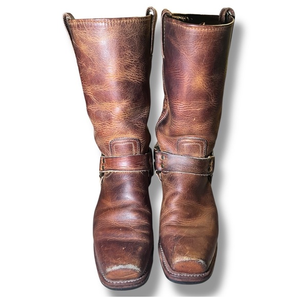 Frye Belted Harness Boots Mens 10 M Motorcycle Engineer Square Toe USA Leather - Picture 2 of 16
